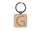 Elegant Botanical Floral Letter G Engraved Wood Square Keychain Tag Charm